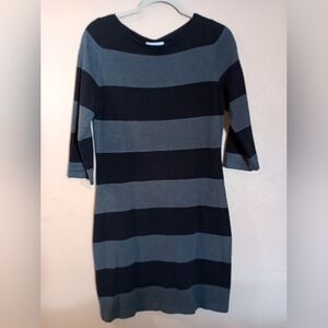 Calvin Klein 3/4 Sleeve Black/Gray Sweater Dress Sz M